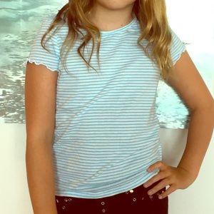 Justice white and light blue t-shirt